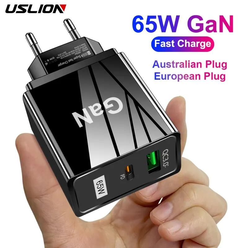 USLION 65W GaN , EU KR AU ÷ , Ʈ  ,  USB C Ÿ, ޴ USB 